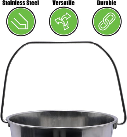 Stainless Steel Bucket (5 Gallon)- Great for Pets, Cleaning, Food Prep