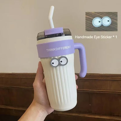 860ML Stainless Steel Car Tumbler with Straw Car