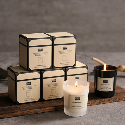 Aromatic Elegance Scented Candles - Frosted White & Black Glass
