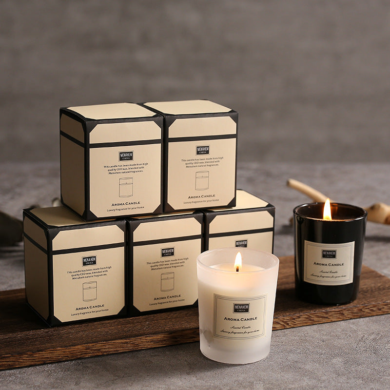 Aromatic Elegance Scented Candles - Frosted White & Black Glass