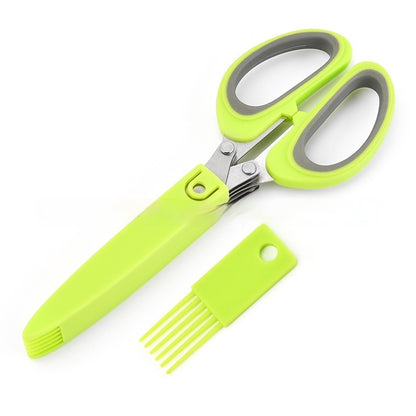Stainless Steel Five-Layer Green Onion & Herb Scissors