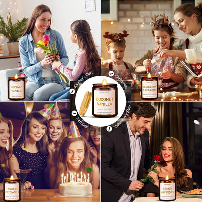 28Oz Wood Wick Candles That Crackle: 4 Pack Scented Candles for Home Scented, Aromatherapy Candle Set with Crackling Wooden Wick up to 200H Burning