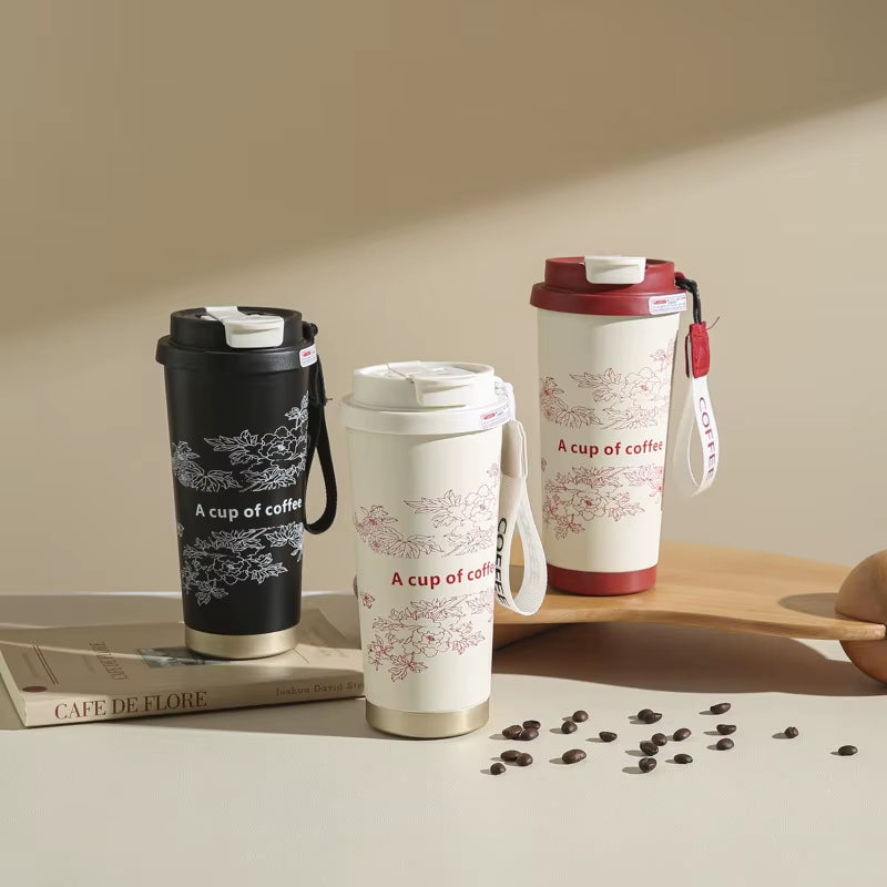 Stainless Steel Lily of Valley Thermal Tumbler with Straw Water