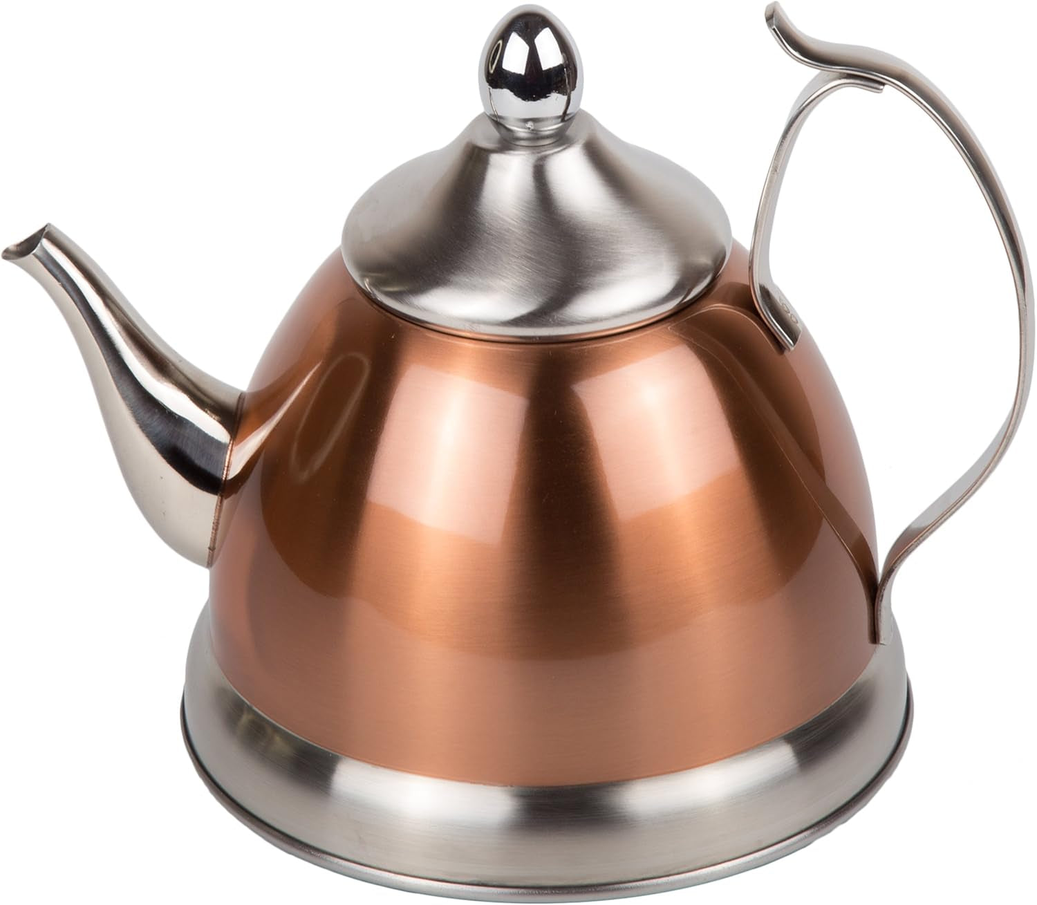 1.0 Quart Stainless Steel Tea Kettle with Removable Infuser Basket, Copper Finished