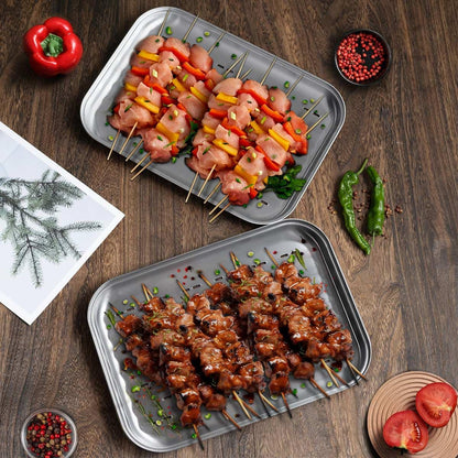 13.6”X9.65“ Stainless Steel Grill Toppers Grid (Set of 3), Grill Serving Pans, Roasting Grill Trays, All in Same Dimensions, Dishwasher Safe
