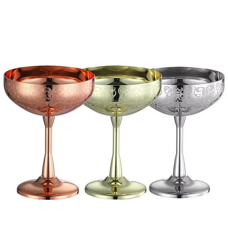 Stainless Steel Coupe Glasses, Martini Cocktail Glasses