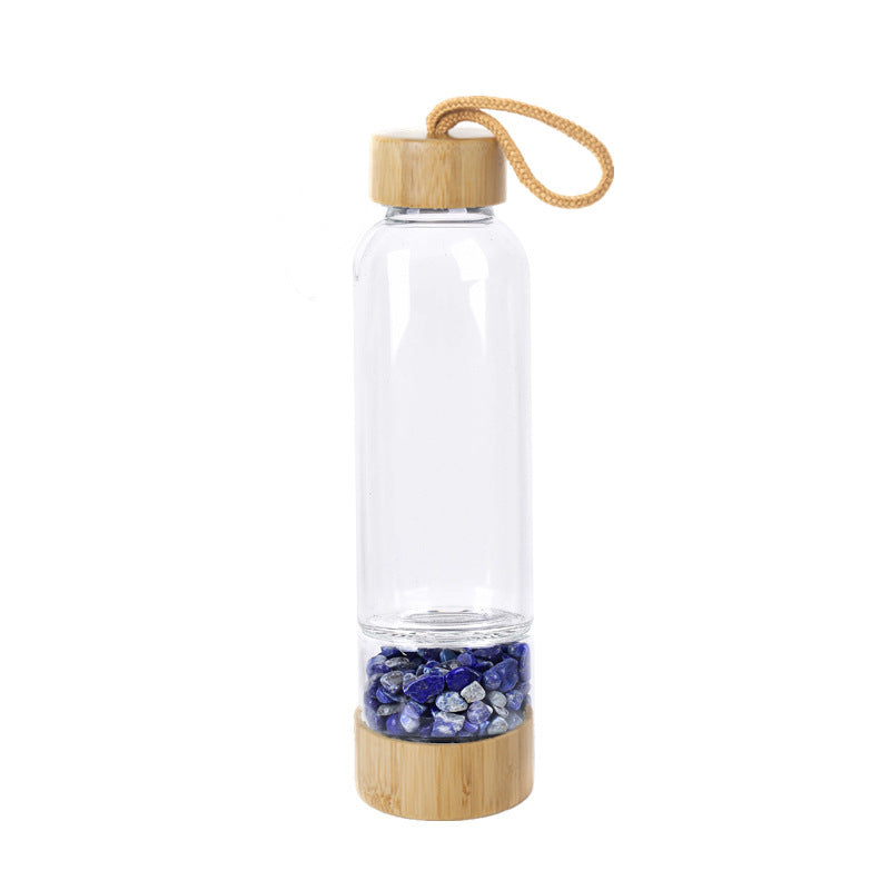 Turquoise Crystal Infused Water Bottle with Bamboo Accents