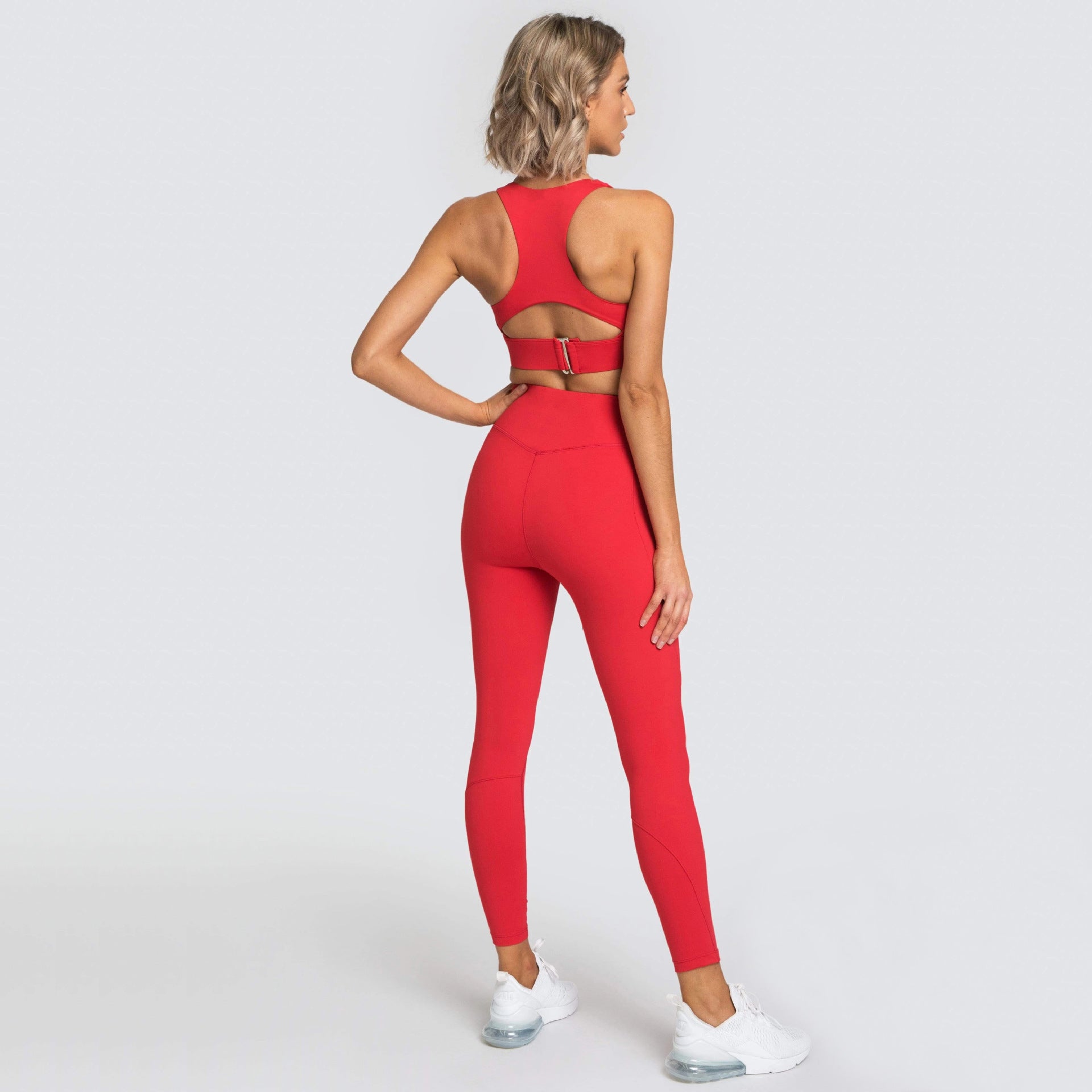 Women's Back Buckle Solid Yoga Fitness Suit