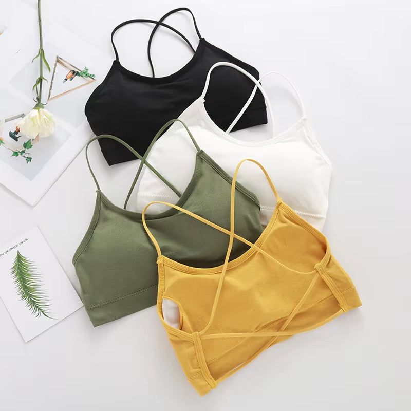 Women Top Cross Strap Sports Bra Thin Push up Sport Bra Yoga Gym Crop Top Brassiere Fitness Tube Top Breathable Beauty Back Bras