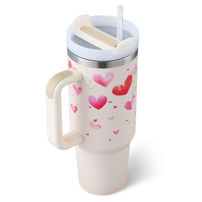 Tumbler With Handle Straw Insulated Stainless Steel