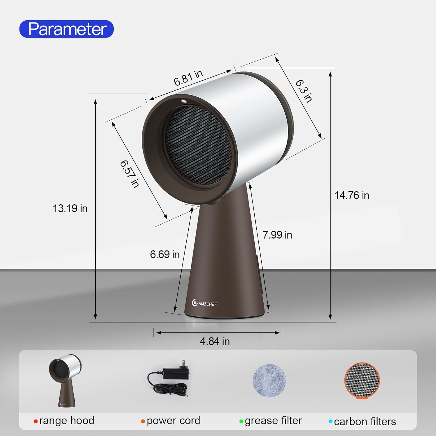 Portable Range Hood, Desktop Range Hood with 3 Speed Exhaust Fan, Low Noise Large Oil Collection Cup, Detachable Aluminum Filter