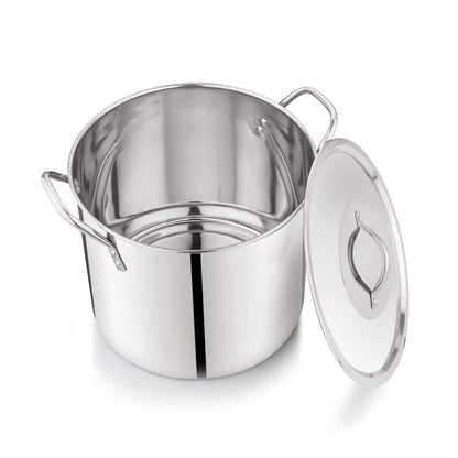 8-Qt Stainless Steel Stock Pot with Metal Lid, Ultra Durable, Stay-Cool Handles, Hand Wash Only