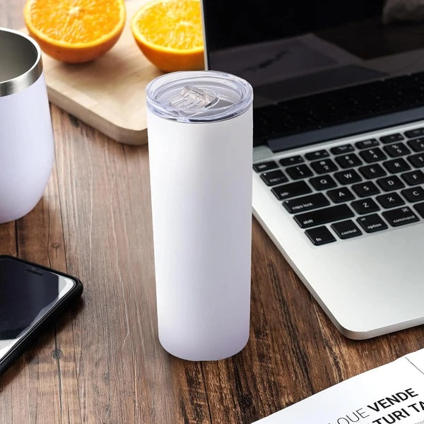 Stainless Steel Double Wall Vacuum Insulated Tumblers With Lid And Straw For Hot Cold Drinks White