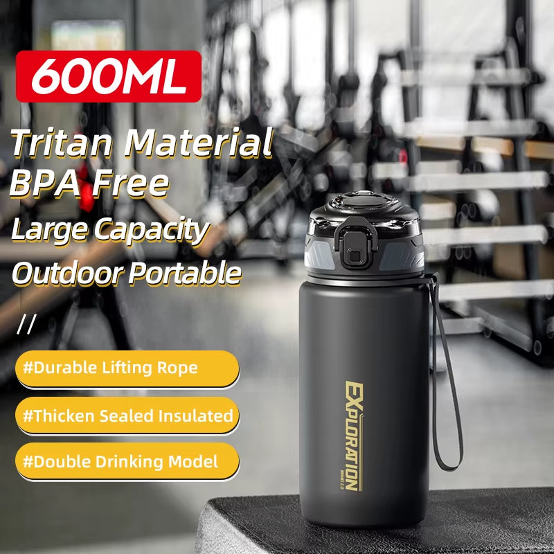 Gradient Color Water Gym Bottle Outdoor Portable Leak-Proof with Capacity Marker 1000ML