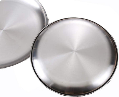 2 Set Reusable Stainless Steel round Plate - 12 Inch - Dishwasher Safe