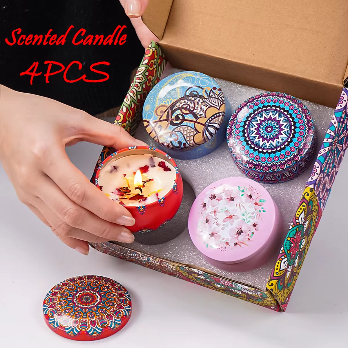 4Pcs/Box Scented Candle Islamic Arabian Patterns Smokeless 
