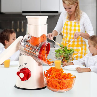 Rotary Cheese Grater Hand Crank, Kitchen Shredder Speed Mandolin Slicer with Handle and Drum Blades