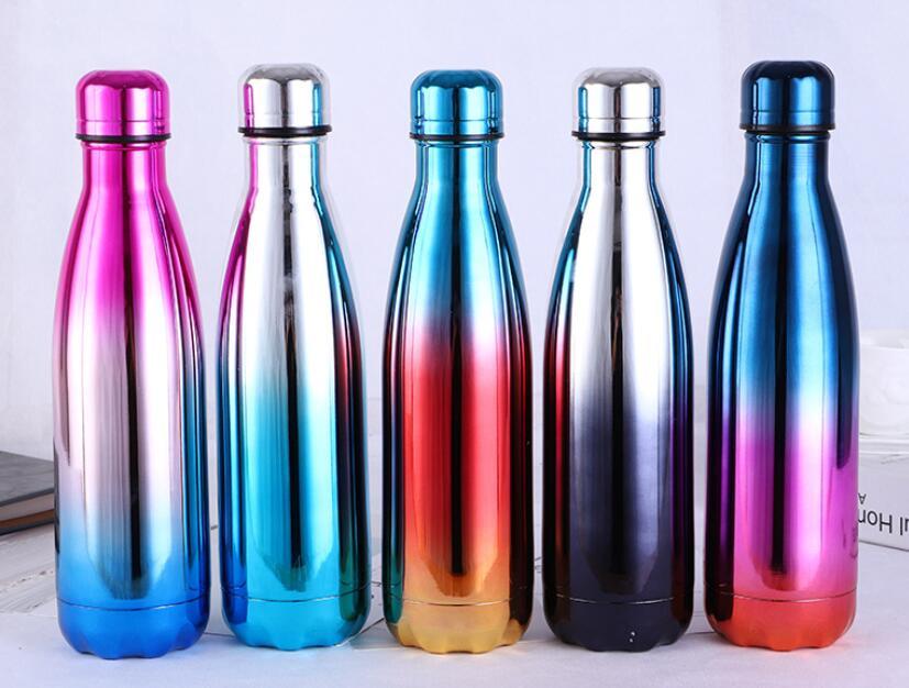Rainbow Gradient Stainless Steel Water Bottle: Stylish Insulation On the Go!