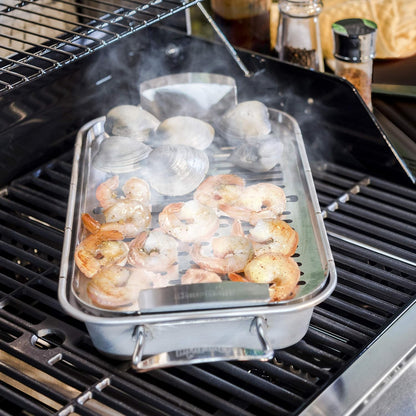 8.44L x 14.01W Stainless Steel Grill plus Topper