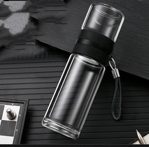 400ml Double Wall Glass  Infuser Strainer Bottle: Elegant and Practical