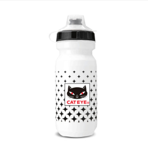 "CATEYE" Cycling Water Bottle - White with Black Cat Design