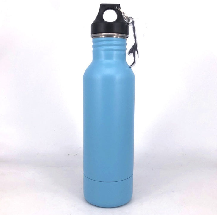 Black Stainless Steel Sipper Bottle with Carabiner Clip