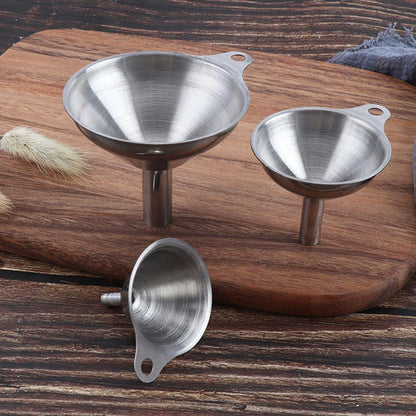 Portable Stainless Steel Mini Metal Funnel 3-In-1 Set