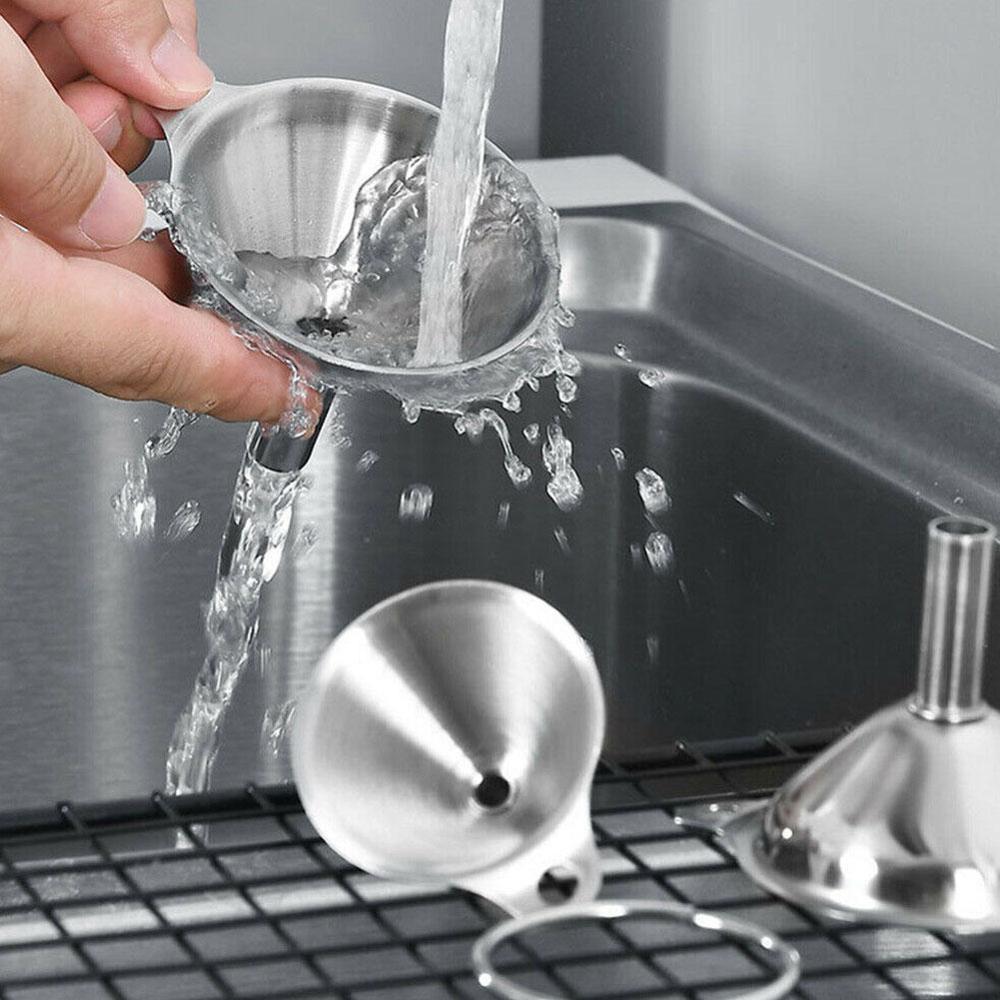 Portable Stainless Steel Mini Metal Funnel 3-In-1 Set