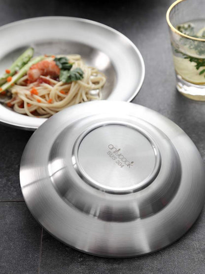 Stainless Steel Plate Household Round Dinner Plate