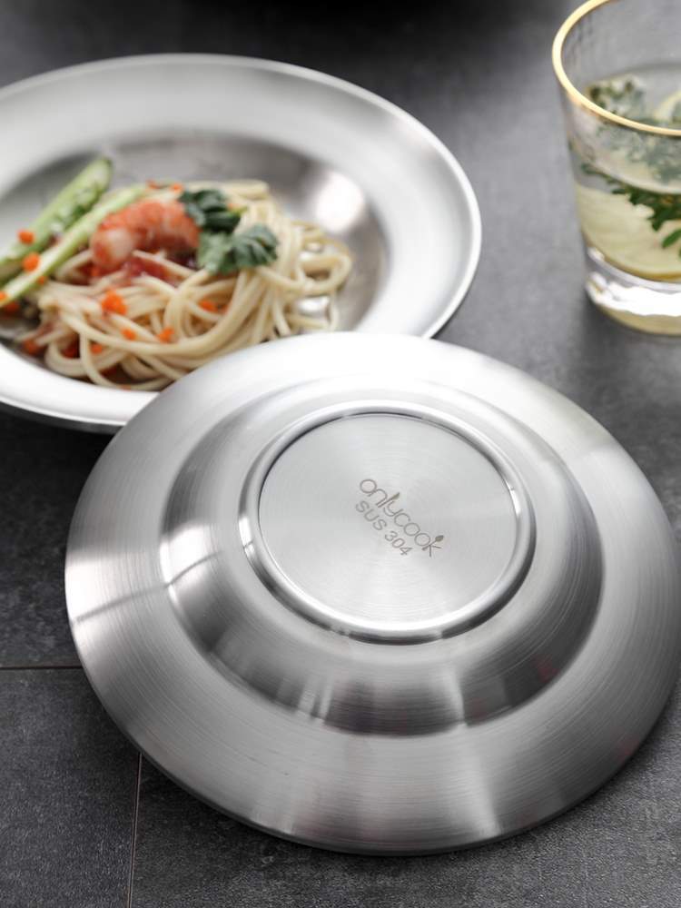 Stainless Steel Plate Household Round Dinner Plate
