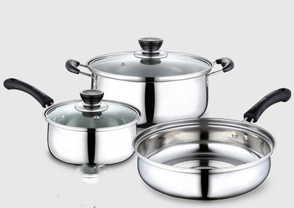 Stainless Steel Kitchenware Set – Three-Piece Pot & Wok Gift Combo