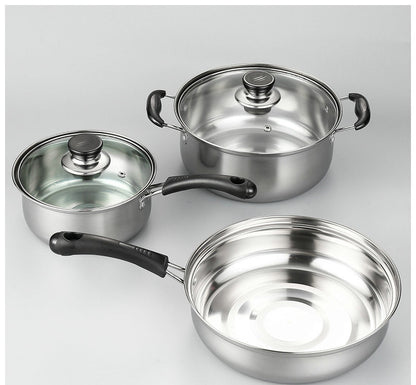 Stainless Steel Kitchenware Set – Three-Piece Pot & Wok Gift Combo