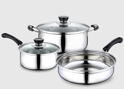 Stainless Steel Kitchenware Set – Three-Piece Pot & Wok Gift Combo