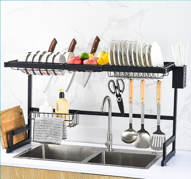 Kitchen Stainless Steel Sink Rack – Drain Basket & Dish Storage Organizer