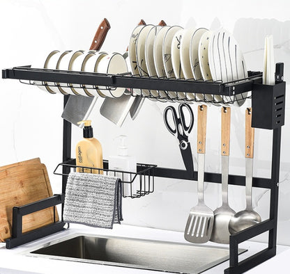 Kitchen Stainless Steel Sink Rack – Drain Basket & Dish Storage Organizer