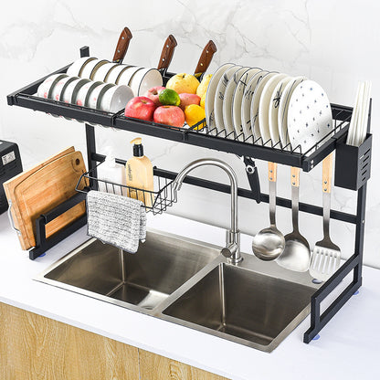 Kitchen Stainless Steel Sink Rack – Drain Basket & Dish Storage Organizer