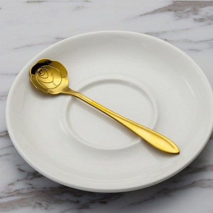 Stainless Steel Creative Coffee & Dessert Spoon – Leaf, Rose, and Cherry Blossom Design