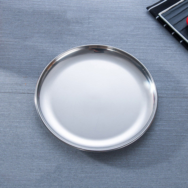 Stainless Steel Thickened Round Plate Golden Coffee Shop Tray Fruit Plate