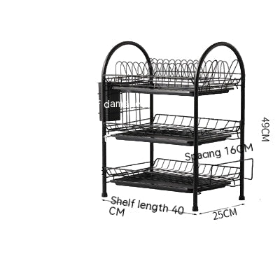 Multi-Layer Floor Draining Bowl Rack – Kitchen Shelf & Countertop Dish Storage