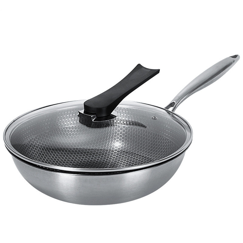 Stainless Steel Wok – Non-Stick Honeycomb Frying Pan
