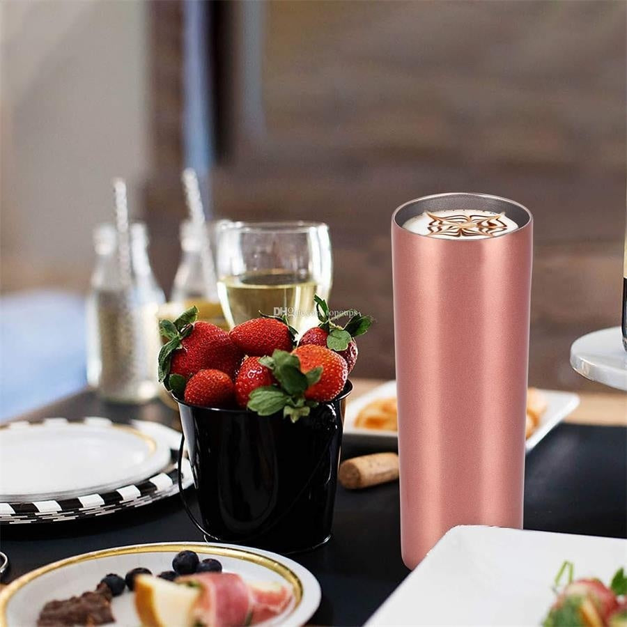 Double-Layer Stainless Steel Straw Tumbler, Insulated Slimming Water Cup