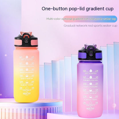 Kawaii Cartoon Face Portable Mug with Straw & Handle Strap