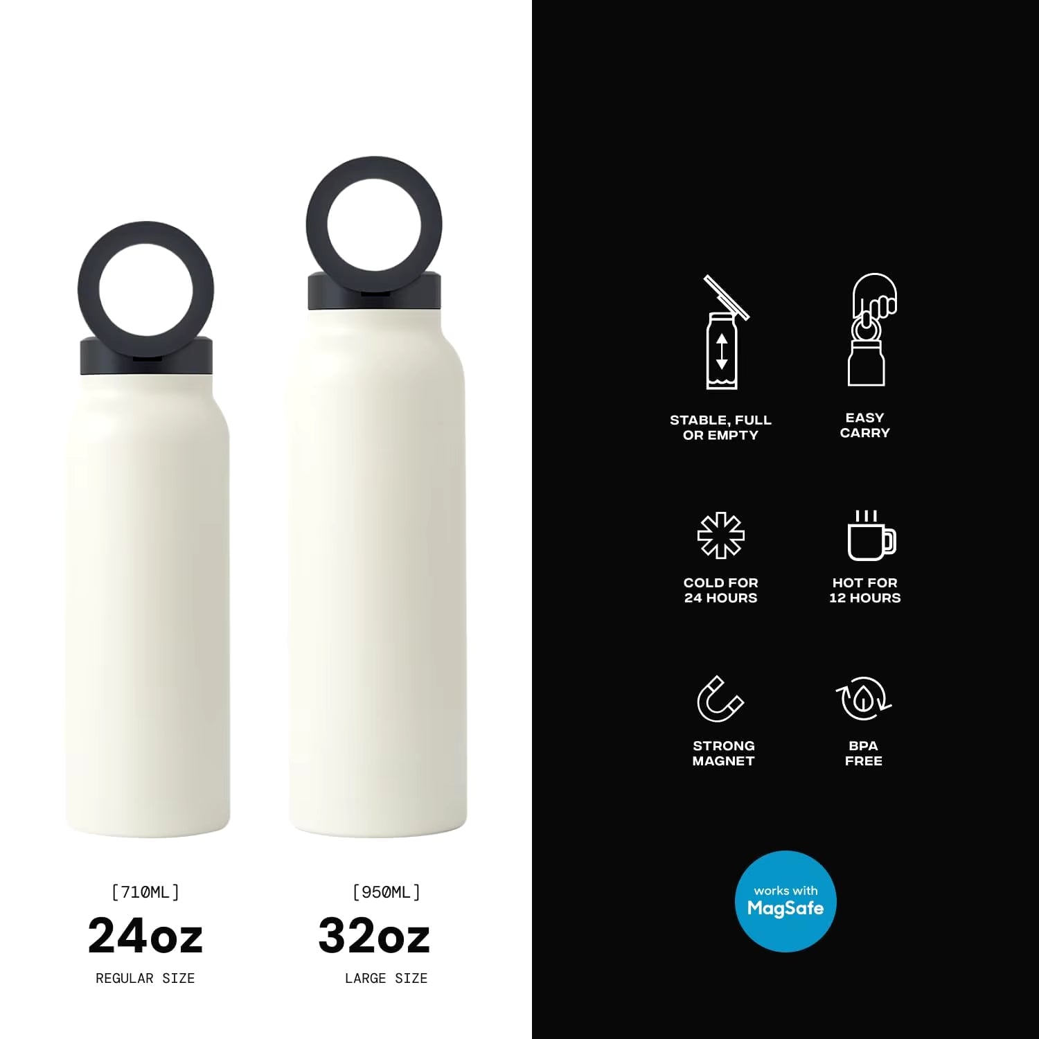Insulated Stainless Steel Water Bottle with Magnetic Phone Tripod