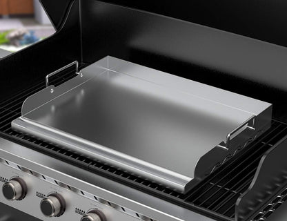 Universal Stainless Steel Griddle Flat Top Plate with Even Heating Bracing for BBQ Charcoal/Gas Grills, 17" X 13"