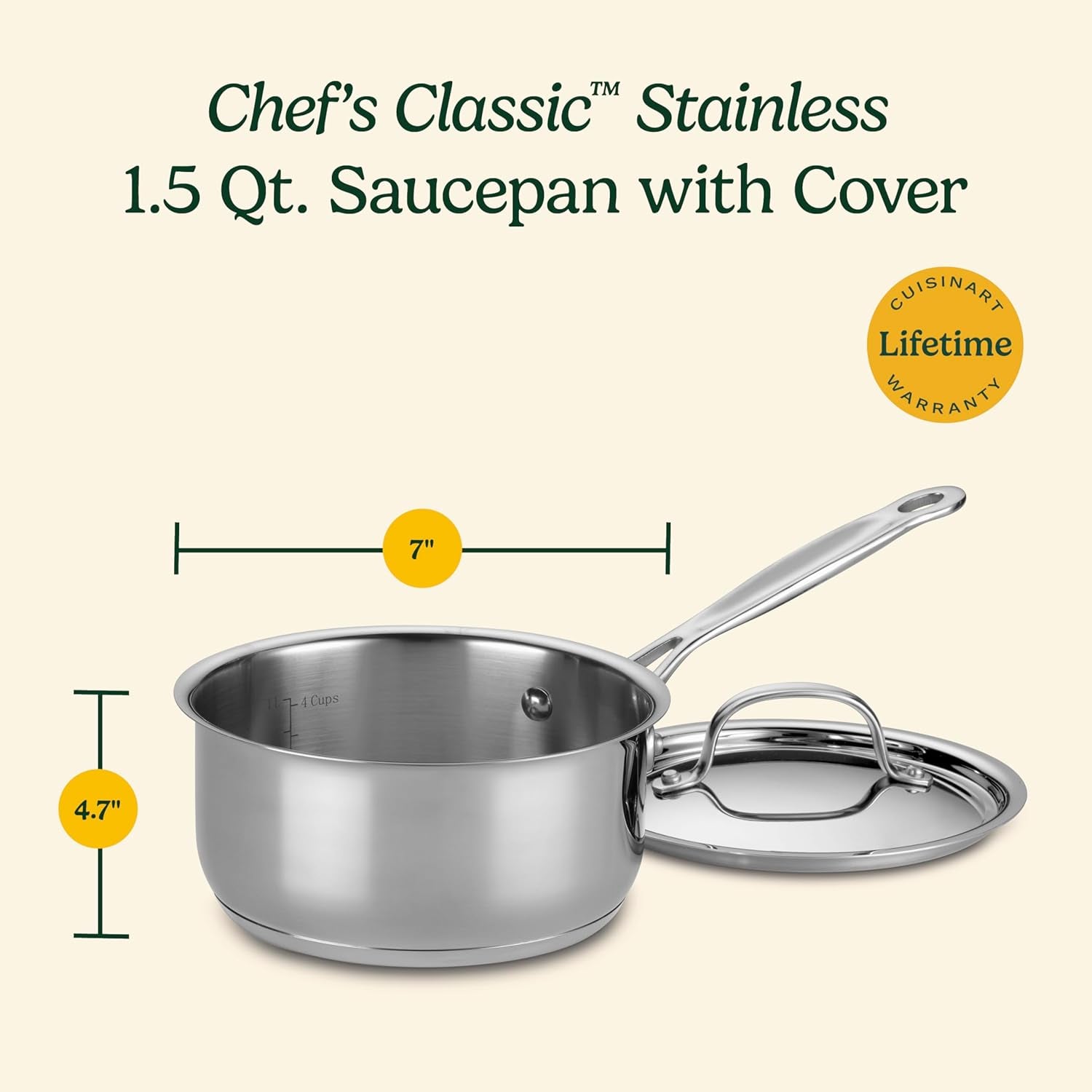 1.5 Quart Stainless Steel Saucepan With Cover 