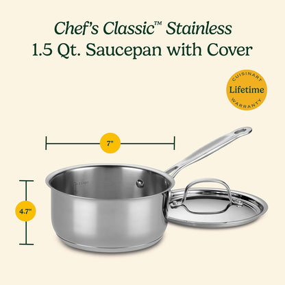 1.5 Quart Stainless Steel Saucepan With Cover 