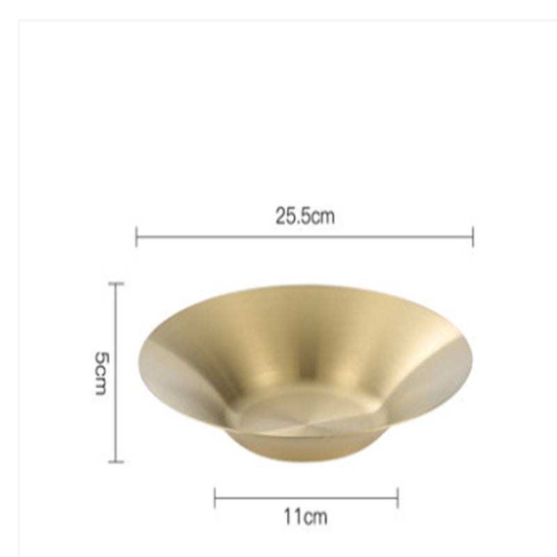 Stainless Steel Dinner Golden Round Fruit Plate