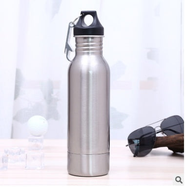 Black Stainless Steel Sipper Bottle with Carabiner Clip