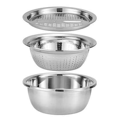 Stainless Steel Vegetable Basin – Drain, Shred & Wash with Ease