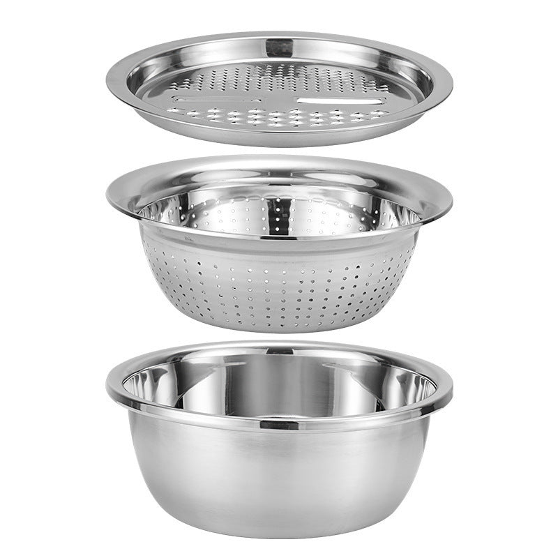Stainless Steel Vegetable Basin – Drain, Shred & Wash with Ease